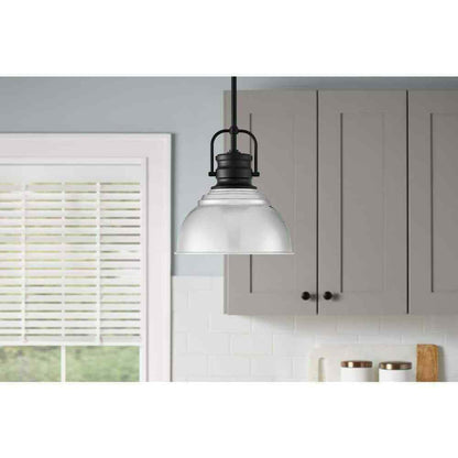 Home Decorators Shelston 10 in. Chrome and Black Farmhouse Pendant Light Fixture