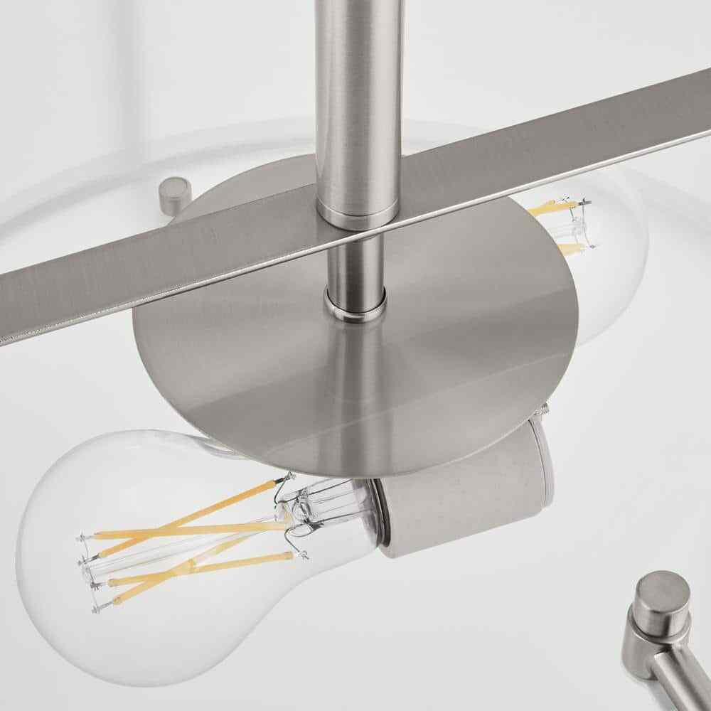 Home Decorators Brookley 14 in. 2-Light Brushed Nickel Semi-Flush Mount