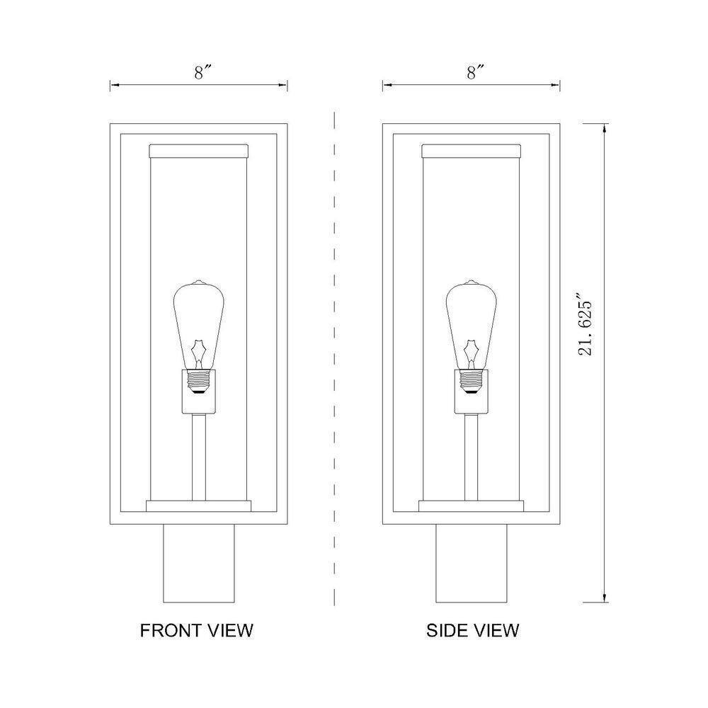 Dunbroch 1-Light Black 22 in. Aluminum Hardwired Outdoor Post Light