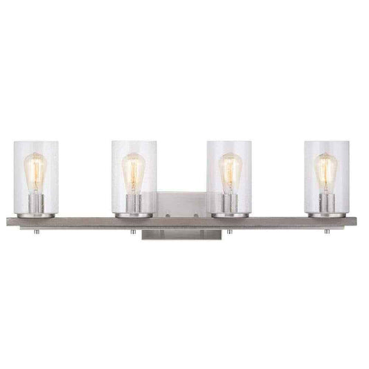 Hampton Bay Boswell Quarter 33 in. 4-Light Brushed Nickel Farmhouse Vanity Light