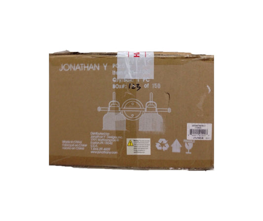 JONATHAN Y Virginia 17.25 in. 2-light Brass Gold Metal/Glass LED Vanity Light