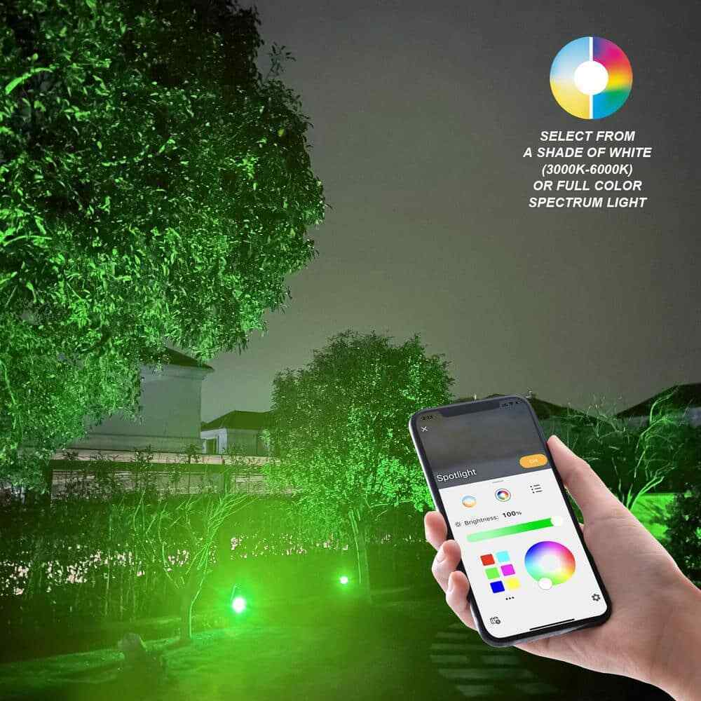 Hampton Bay Low Voltage Black LED Outdoor Spotlight Smart App Control Hubspace
