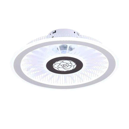 OUKANING 18 in White Modern Simple Style Indoor LED Semi Flush Mount Ceiling Fan