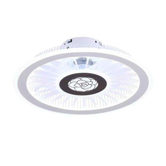 OUKANING 18 in White Modern Simple Style Indoor LED Semi Flush Mount Ceiling Fan