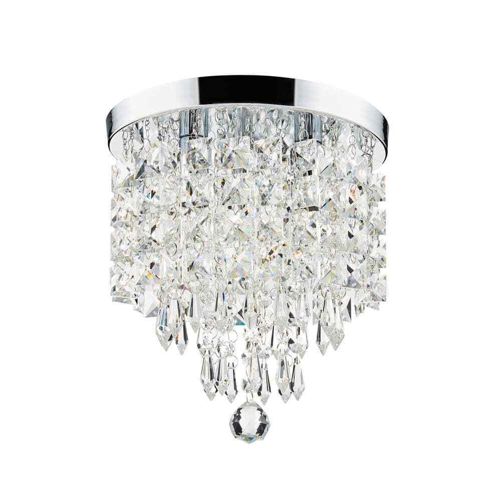 Merra 8.7 in. 3-Light Chrome Flush Mount��Chandelier��Light with K9 Crystals