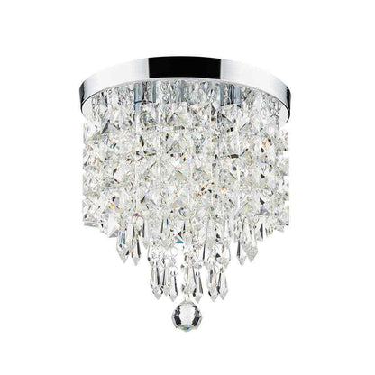 Merra 8.7 in. 3-Light Chrome Flush Mount��Chandelier��Light with K9 Crystals