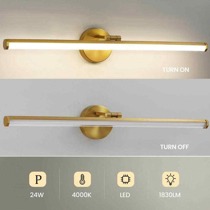 KAISITE  Gold LED Vanity Light Bar 24-Watt Rotatable Bathroom Light Fixture
