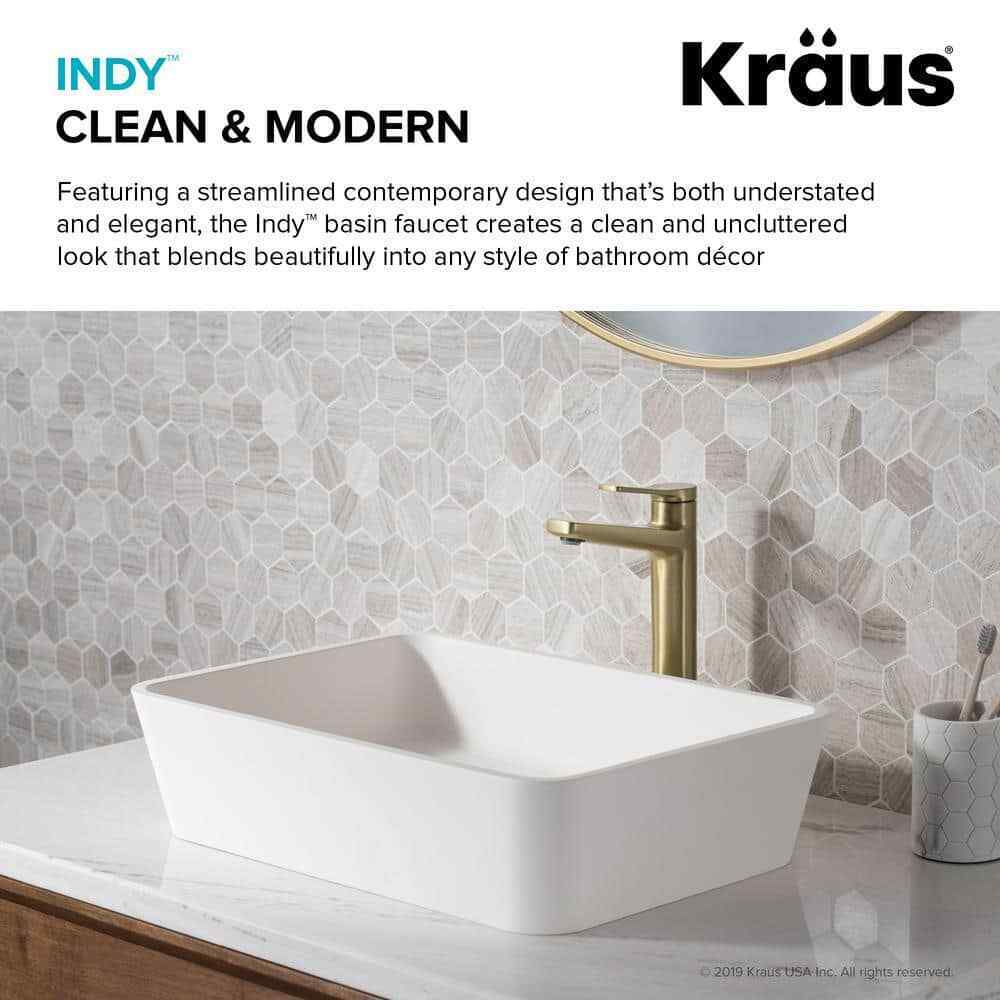 KRAUS Indy Single Handle Vessel Sink Faucet in Brushed Gold KVF-1400BG