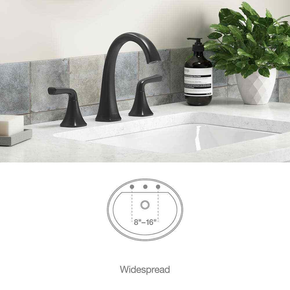 KOHLER Sundae 8 in. Widespread Double Handles Bathroom Faucet in Matte Black