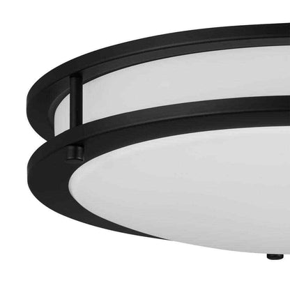Hampton Bay Flaxmere Matte Black Dimmable LED Flush Mount Ceiling Light w/ Shade