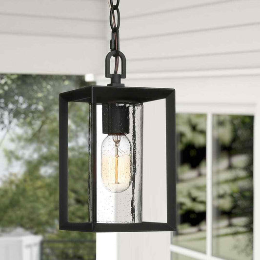 Uolfin Modern Lantern Outdoor Hanging Light Arie 1-Light Black Cage Pendant