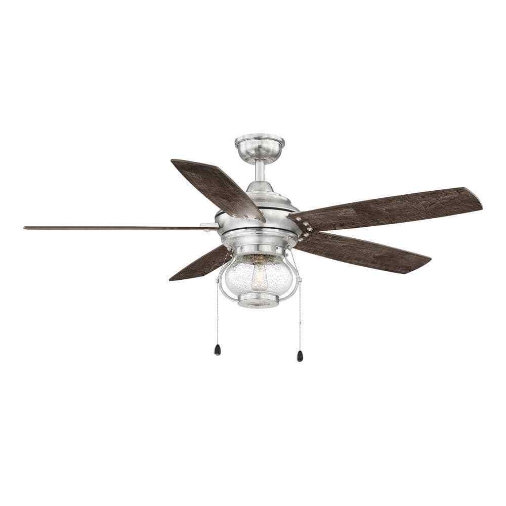 Home Decorators Raina 52 in. LED Outdoor Brushed Nickel Ceiling Fan w/ Light