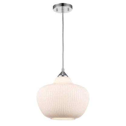 Home Decorators Pompton Chrome Light Fixture w/ White Ribbed Glass Globe Shade