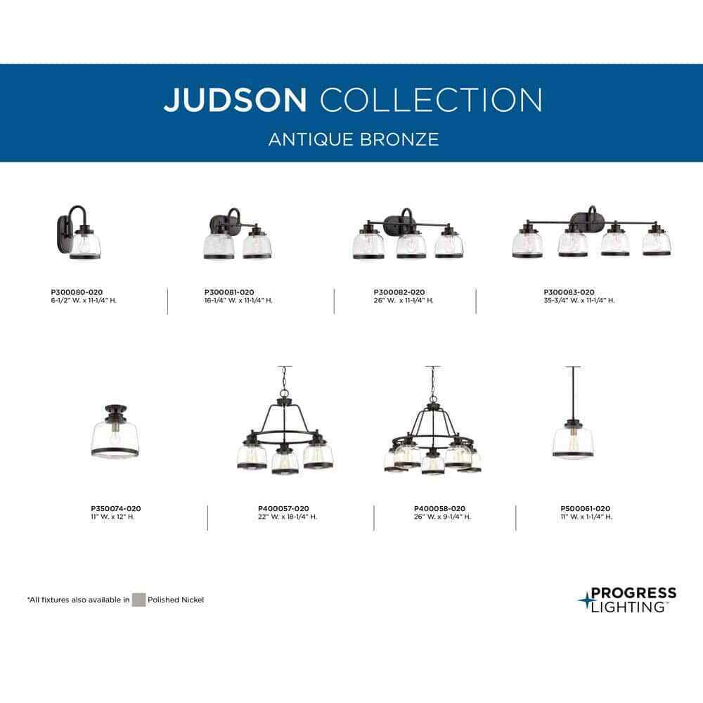 Progress Lighting Judson Collection 1-Light Antique Bronze Flush Mount