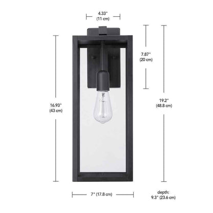 Hampton Bay Hurley 19.25 in. Matte Black Farmhouse Outdoor 1-Light Wall Sconce