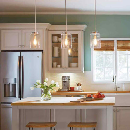 Hampton Bay Mullins 6.75 in. 1-Light Brushed Nickel Mini Pendant