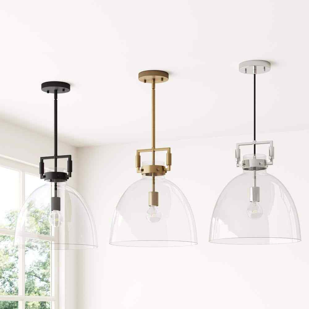 Nathan James Leigh Black Indoor Ceiling Hanging Pendant Light w/ Clear Glass