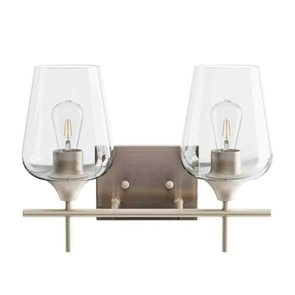 Merra 2-Light Brushed Nickel Wall Sconce Vanity Lights with Glass Shade