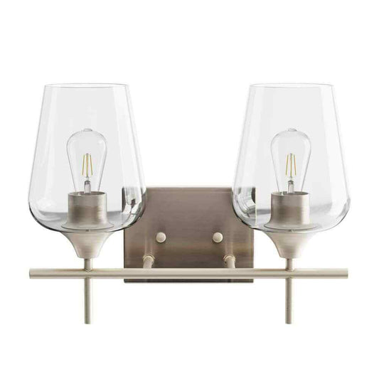Merra 2-Light Brushed Nickel Wall Sconce Vanity Lights with Glass Shade