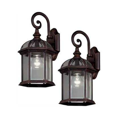 Hampton Bay Wickford Weathered Bronze Wall Light Fixture w/ Clear Glass (2-Pack)