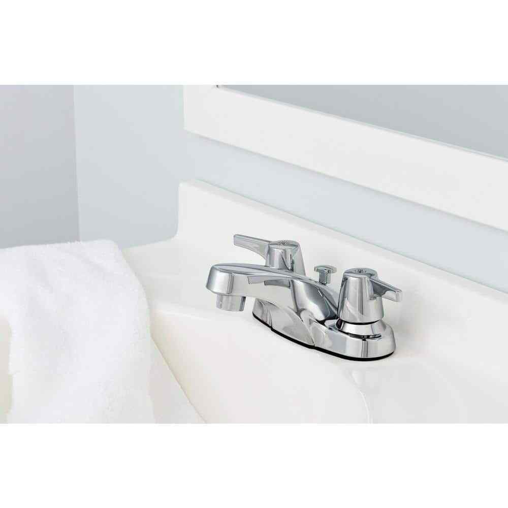 Glacier Bay Aragon 4 in. Centerset 2-Handle Low-Arc Bathroom Faucet Chrome