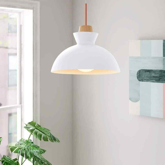 RRTYO Matisse 1 -Light White Single Dome Pendant with Metal Shade