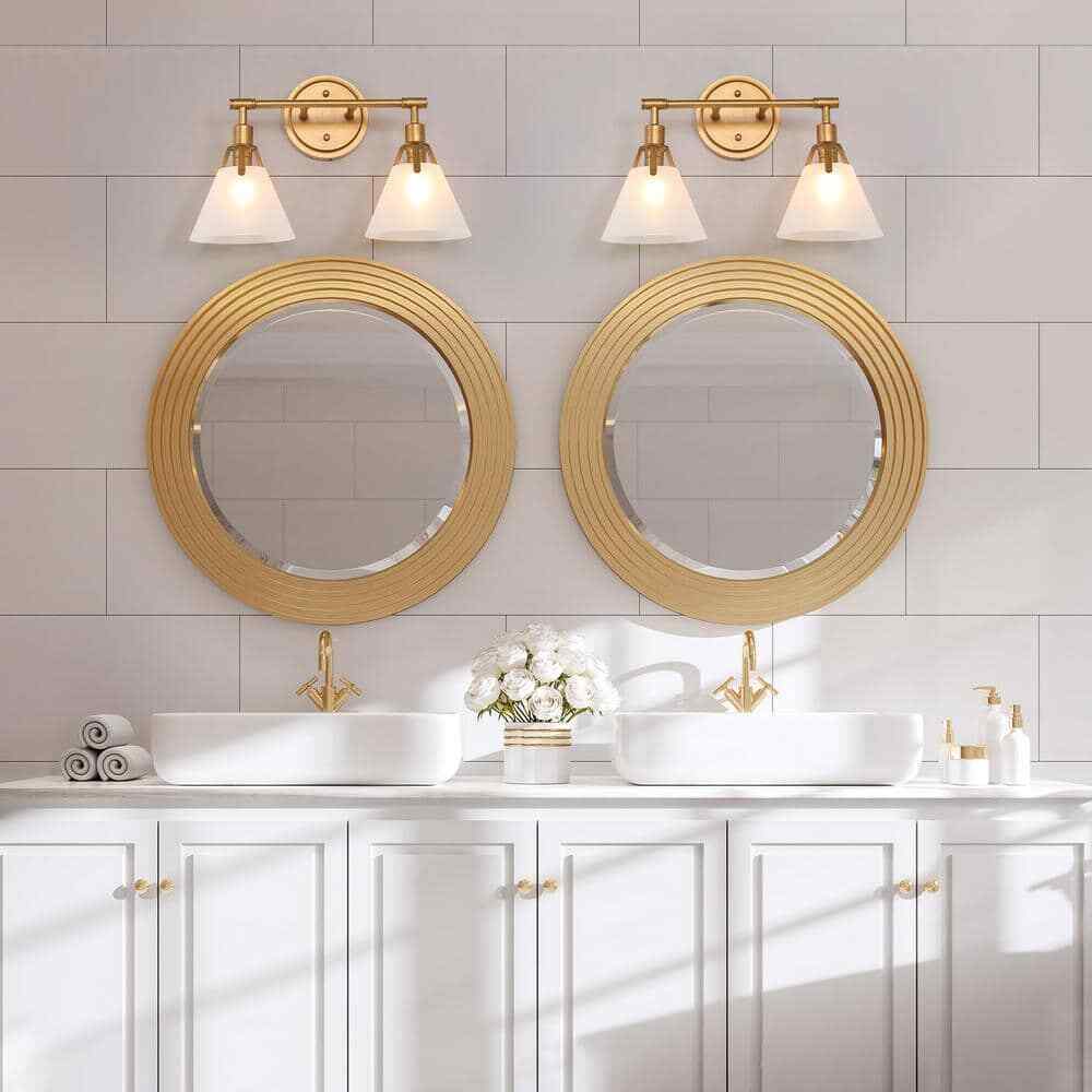 LNC Modern Gold Vanity Light 15.5 in. 2-Light Vintage Bathroom Wall Sconce