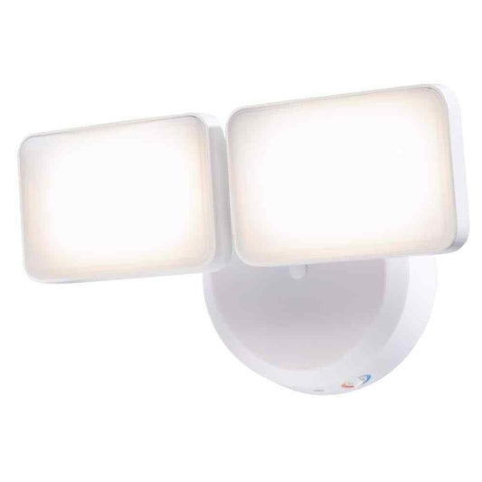 Heath Zenith Integrated LED Dusk to Dawn White Twin Head Outdoor Flood Light