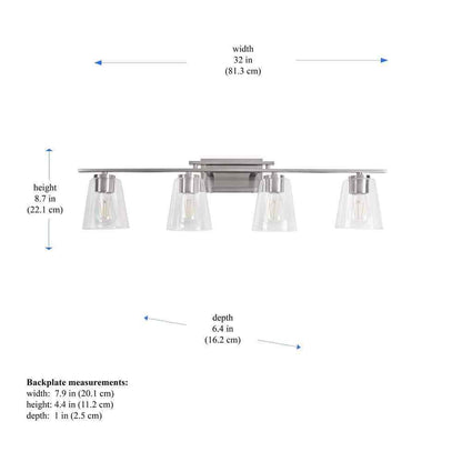 STANFORD LIGHTING Cassino 32 in. 4-Light Brushed Nickel Vanity Light