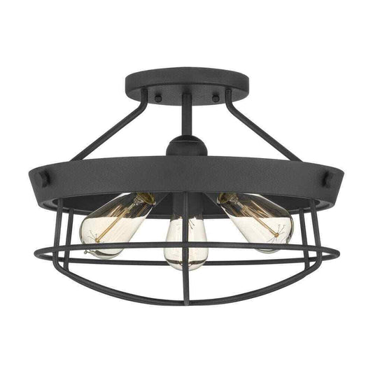 Hampton Bay Southbourne 3-Light Matte Black Rustic Farmhouse Semi-Flush Mount
