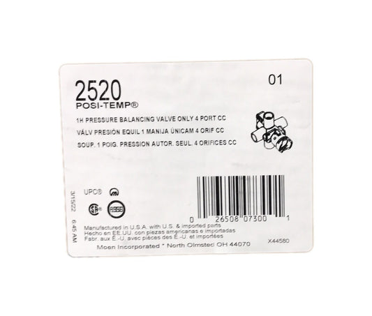 MOEN 2520 Brass Rough-In Posi-Temp Pressure-Balancing Cycling Tub/Shower Valve