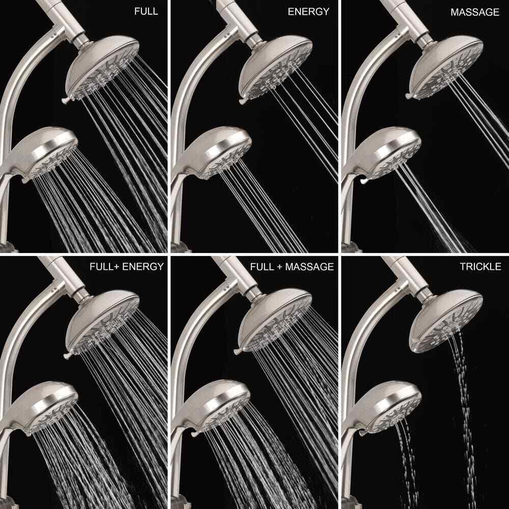 Glacier Bay 6-Spray Wall Bar Rain can Showerhead w/ 6-Spray Hand shower