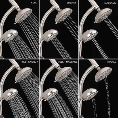 Glacier Bay 6-Spray Wall Bar Rain can Showerhead w/ 6-Spray Hand shower