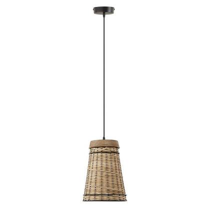 River of Goods Soren 1-Light Tan Hanging Pendant Metal/Wood/Rattan Empire Shaded