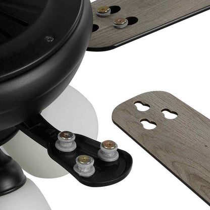 Hampton Bay Riley 44 in. Indoor LED Matte Black Downrod Ceiling Fan