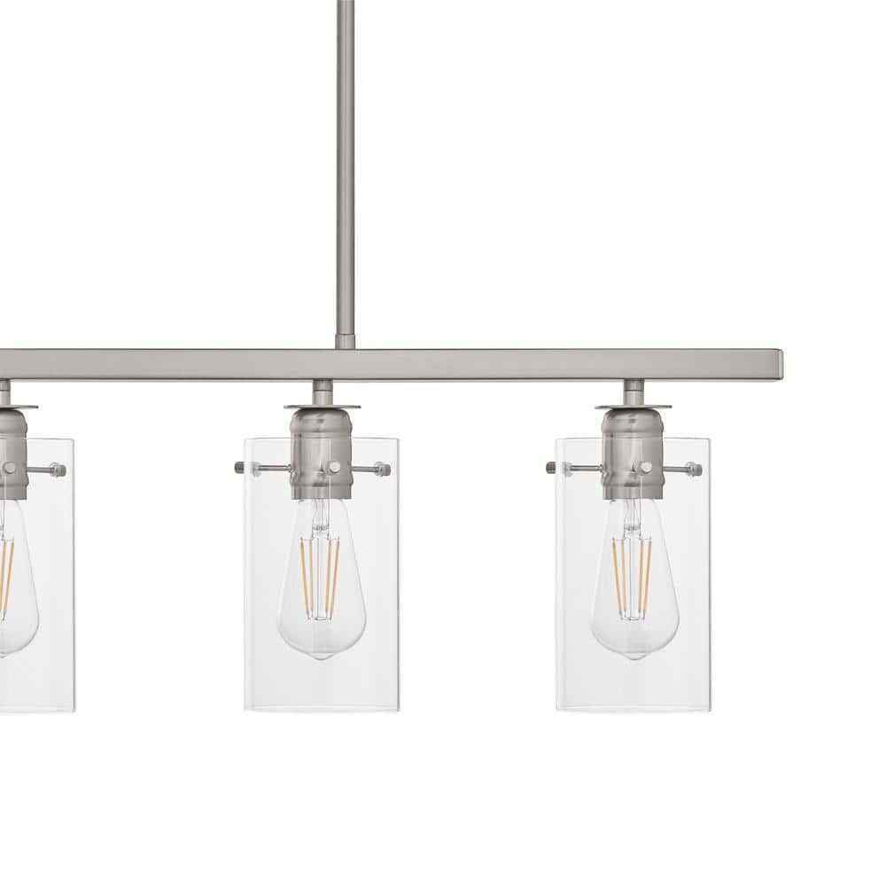 Hampton Bay Regan 4-Light Brushed Nickle w/ Clear Glass Shades Pendant Light