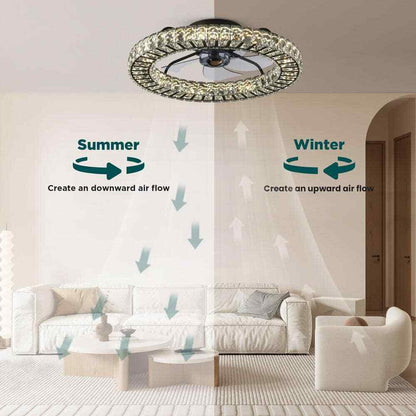 FANNEHONNE 22 in. LED White Crystal Ceiling Fan CA00001103