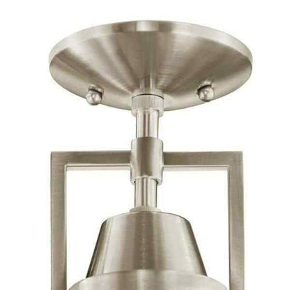 Hampton Bay Wilhelm 12 in. 1-Light Brushed Steel Semi-Flush Mount Ceiling Light