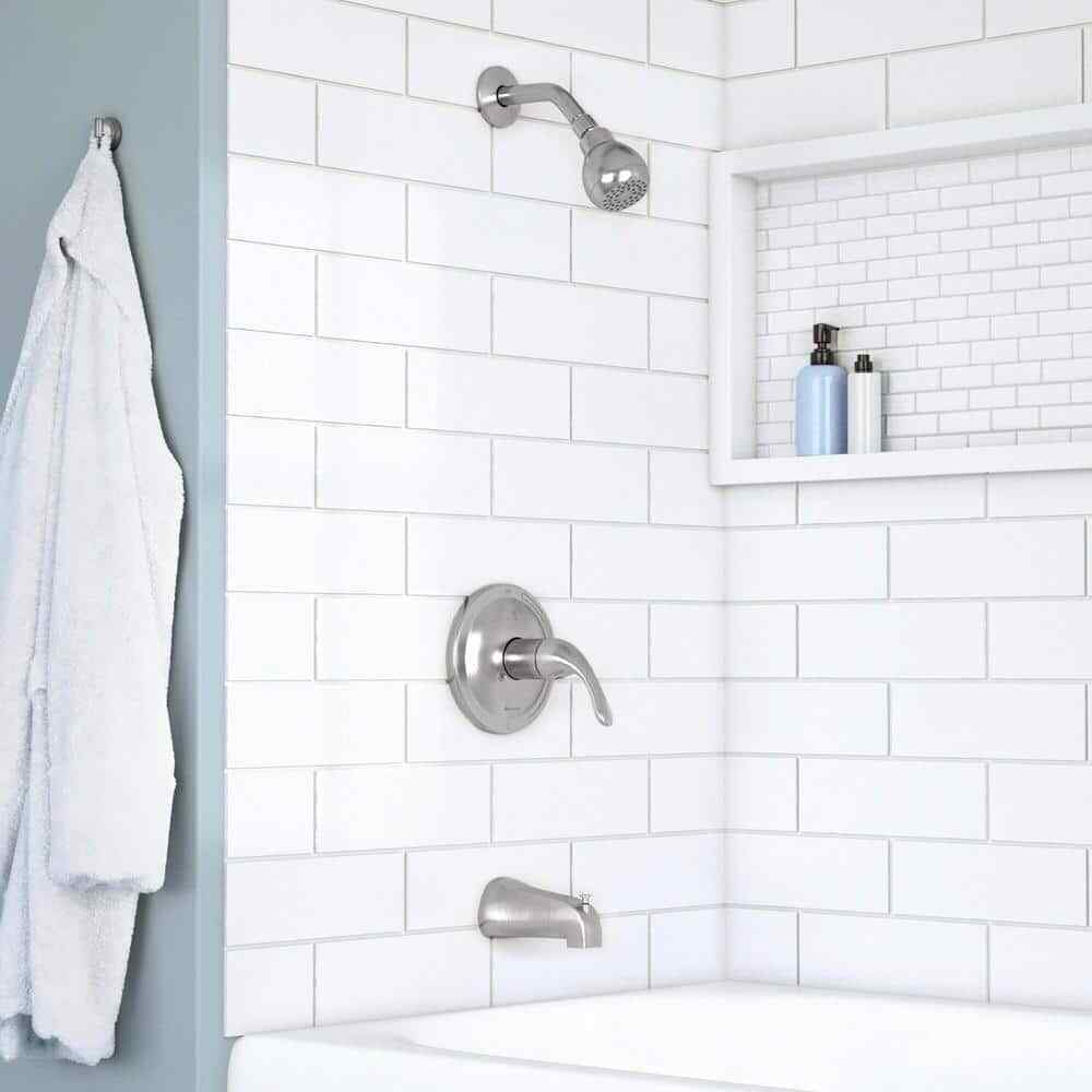 Glacier Bay Builders Single Handle 1-Spray Tub and Shower Faucet Brushed Nickel