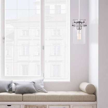 Home Decorators Collection 1-Light Mason Jar Brushed Steel Pendant 60438