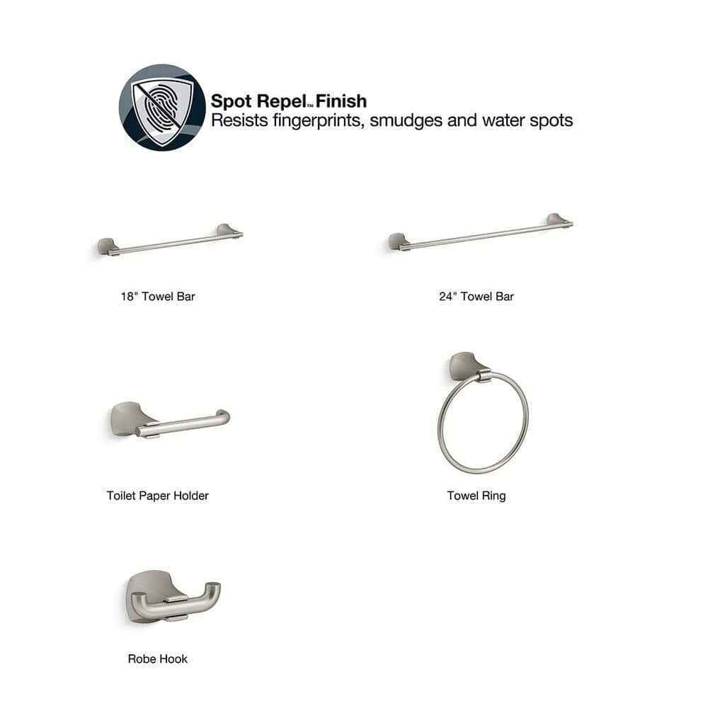 KOHLER Rubicon Single Hook Robe Hook in Vibrant Brushed Nickel K-R26115-BN
