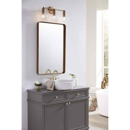 Progress Lighting Hansford 3-Light Gold Vintage Brass Clear Glass Vanity Light