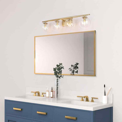 Uolfin Modern Gold Bathroom Vanity 30 in. 4-Light Farmhouse Linear Wall Sconce