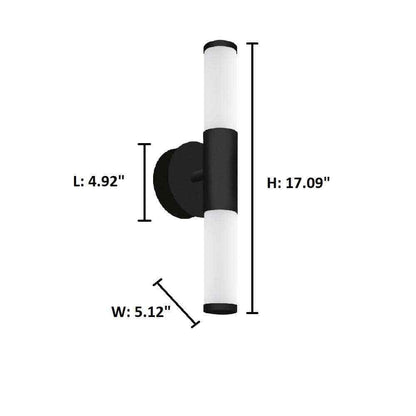 Eglo Palmera Matte Black LED Bathroom Vanity Light with Etched Glass Shades