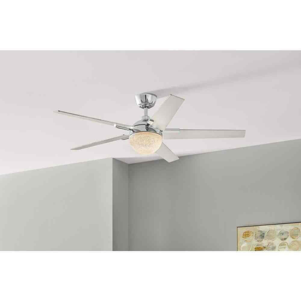 Hampton Bay Esala 52 in. Indoor Chrome Ceiling Fan with LED Light and Remote