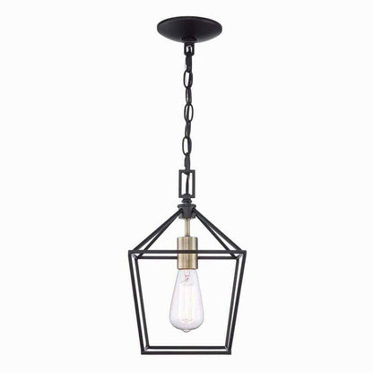 Home Decorators Weyburn 1-Light Black and Gold Farmhouse Mini Pendant Light