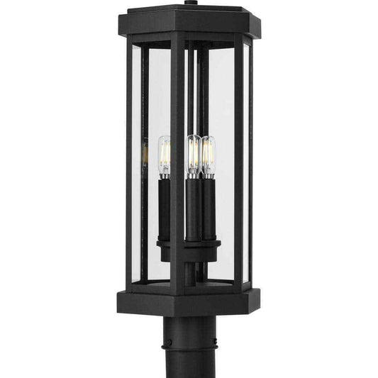 Progress Lighting 3-Light Textured Black Ramsey Steel Hardwired Post Light
