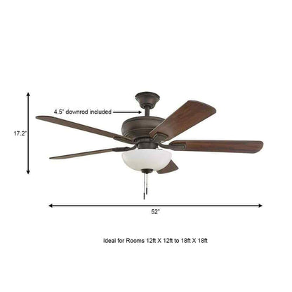 Hampton Bay Rothley II 52 in. Indoor LED Bronze Ceiling Fan w/ Light Kit