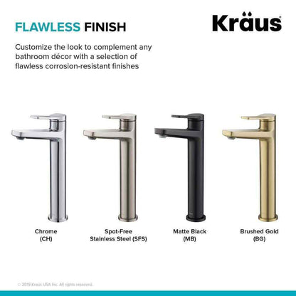 KRAUS Indy Single Handle Vessel Sink Faucet in Brushed Gold KVF-1400BG
