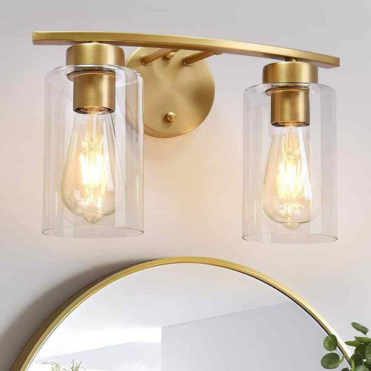 EDISLIVE Abbate Brass Modern Curved Bathroom Vanity Light Fixtures Glass Shade